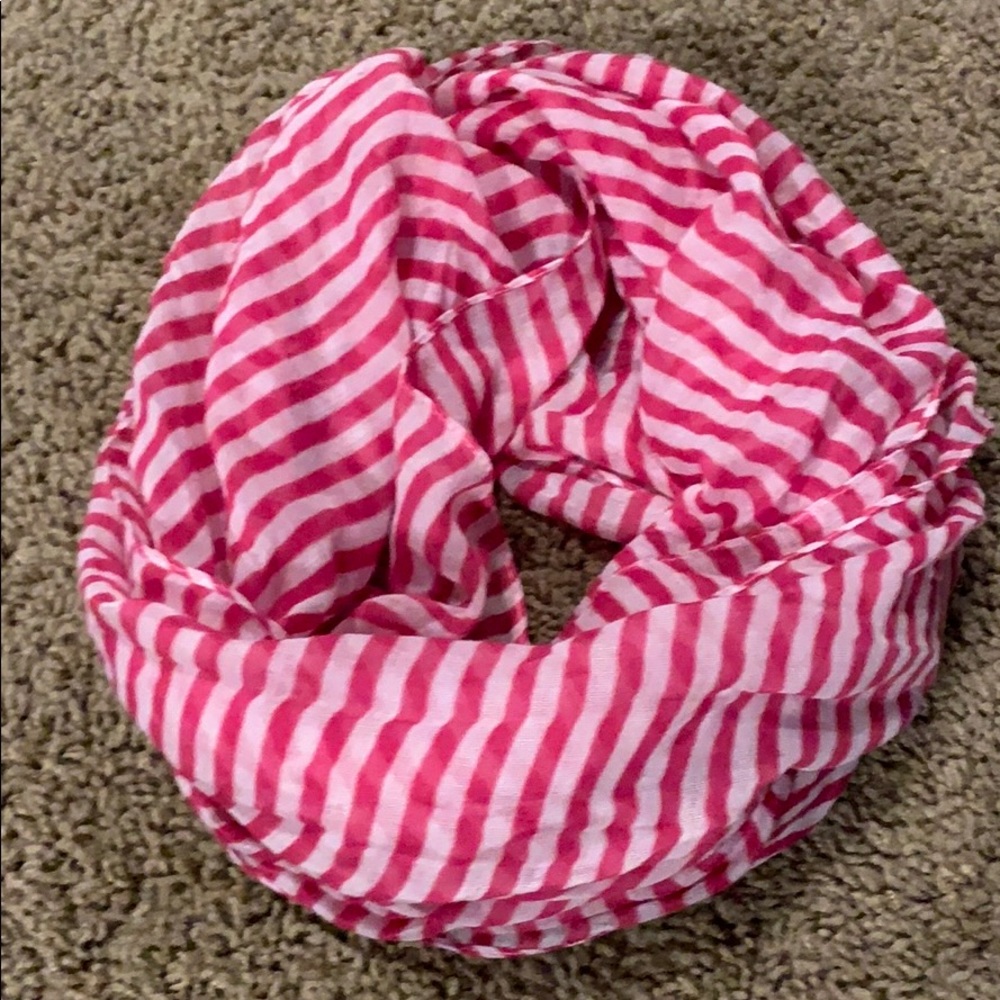 Pink striped infinity scarf